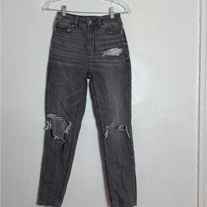 American Eagle Outfitters 000 High Rise Distressed Gray Jeans